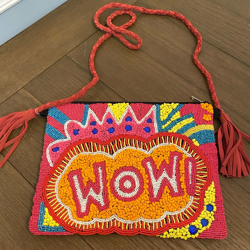 NWOT Beaded Crossbody Bag “Wow”